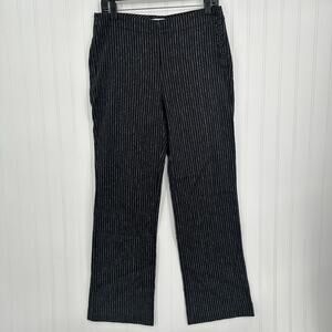 Sundance Pants Womens 6 Black Pinstripe Linen Cotton Coastal Contemporary